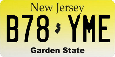 NJ license plate B78YME