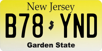 NJ license plate B78YND