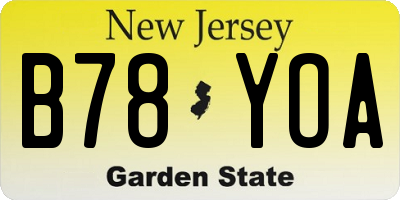 NJ license plate B78YOA