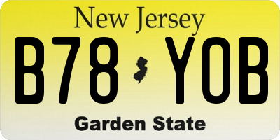 NJ license plate B78YOB