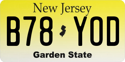 NJ license plate B78YOD