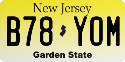 NJ license plate B78YOM