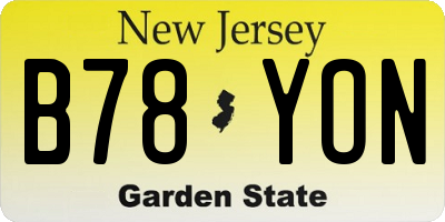 NJ license plate B78YON