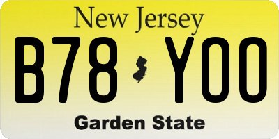 NJ license plate B78YOO