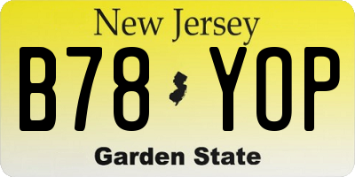 NJ license plate B78YOP