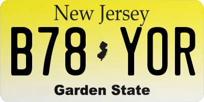 NJ license plate B78YOR