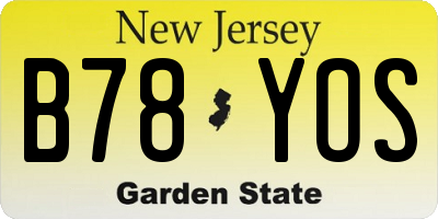 NJ license plate B78YOS