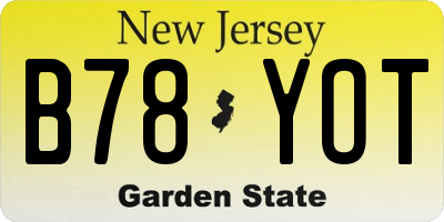 NJ license plate B78YOT