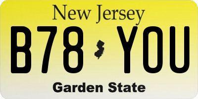 NJ license plate B78YOU