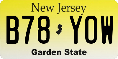 NJ license plate B78YOW