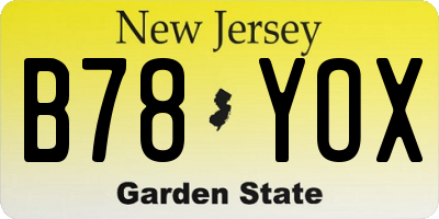 NJ license plate B78YOX