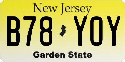 NJ license plate B78YOY