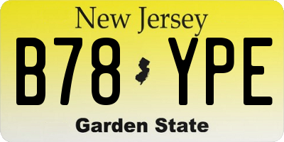 NJ license plate B78YPE