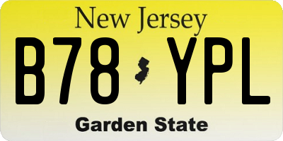 NJ license plate B78YPL