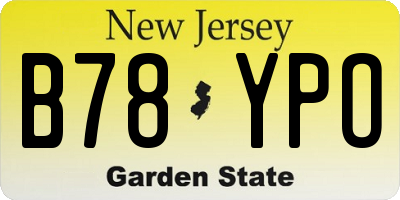 NJ license plate B78YPO