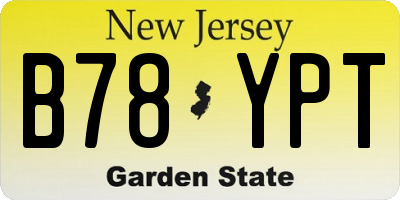 NJ license plate B78YPT