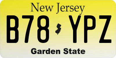 NJ license plate B78YPZ