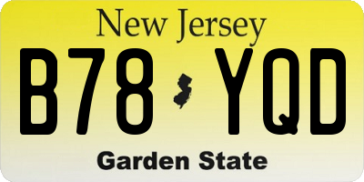 NJ license plate B78YQD