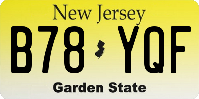 NJ license plate B78YQF