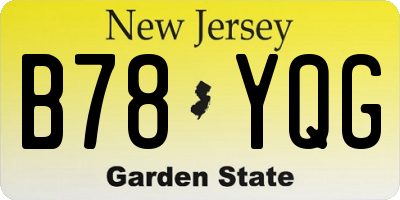 NJ license plate B78YQG