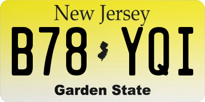 NJ license plate B78YQI