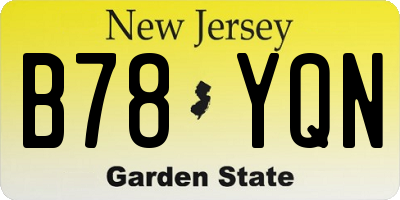 NJ license plate B78YQN