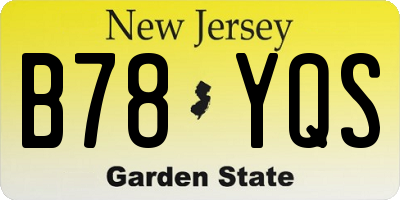 NJ license plate B78YQS