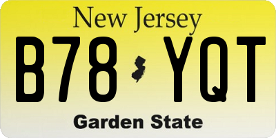 NJ license plate B78YQT