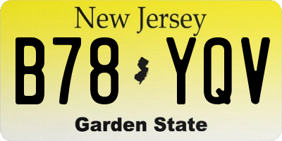 NJ license plate B78YQV