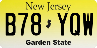 NJ license plate B78YQW