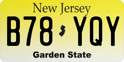 NJ license plate B78YQY