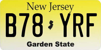 NJ license plate B78YRF