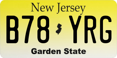 NJ license plate B78YRG