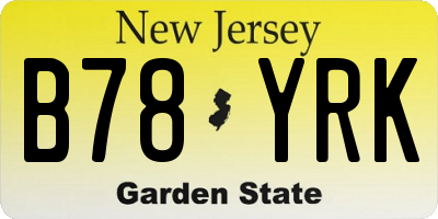 NJ license plate B78YRK