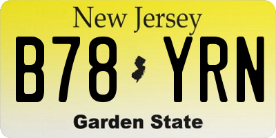 NJ license plate B78YRN