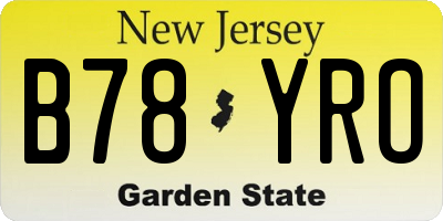 NJ license plate B78YRO