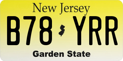 NJ license plate B78YRR