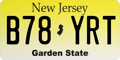 NJ license plate B78YRT