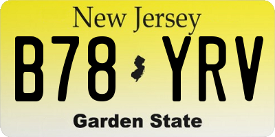 NJ license plate B78YRV
