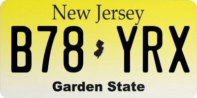 NJ license plate B78YRX