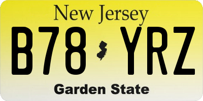 NJ license plate B78YRZ
