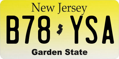 NJ license plate B78YSA