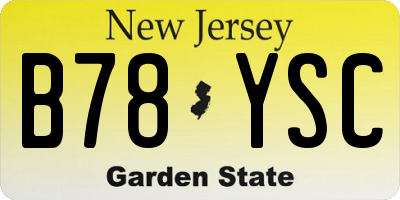 NJ license plate B78YSC