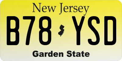 NJ license plate B78YSD