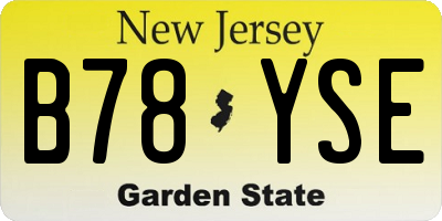 NJ license plate B78YSE