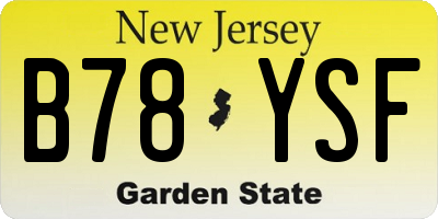 NJ license plate B78YSF