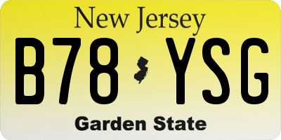 NJ license plate B78YSG