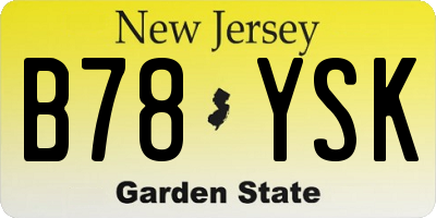 NJ license plate B78YSK