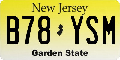 NJ license plate B78YSM