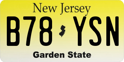 NJ license plate B78YSN